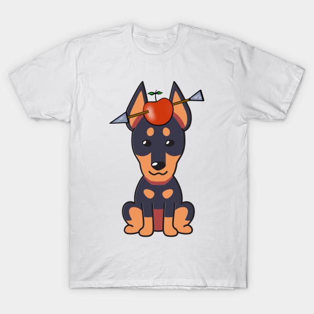 Funny Alsatian is playing william tell with an apple and arrow T-Shirt by Pet Station